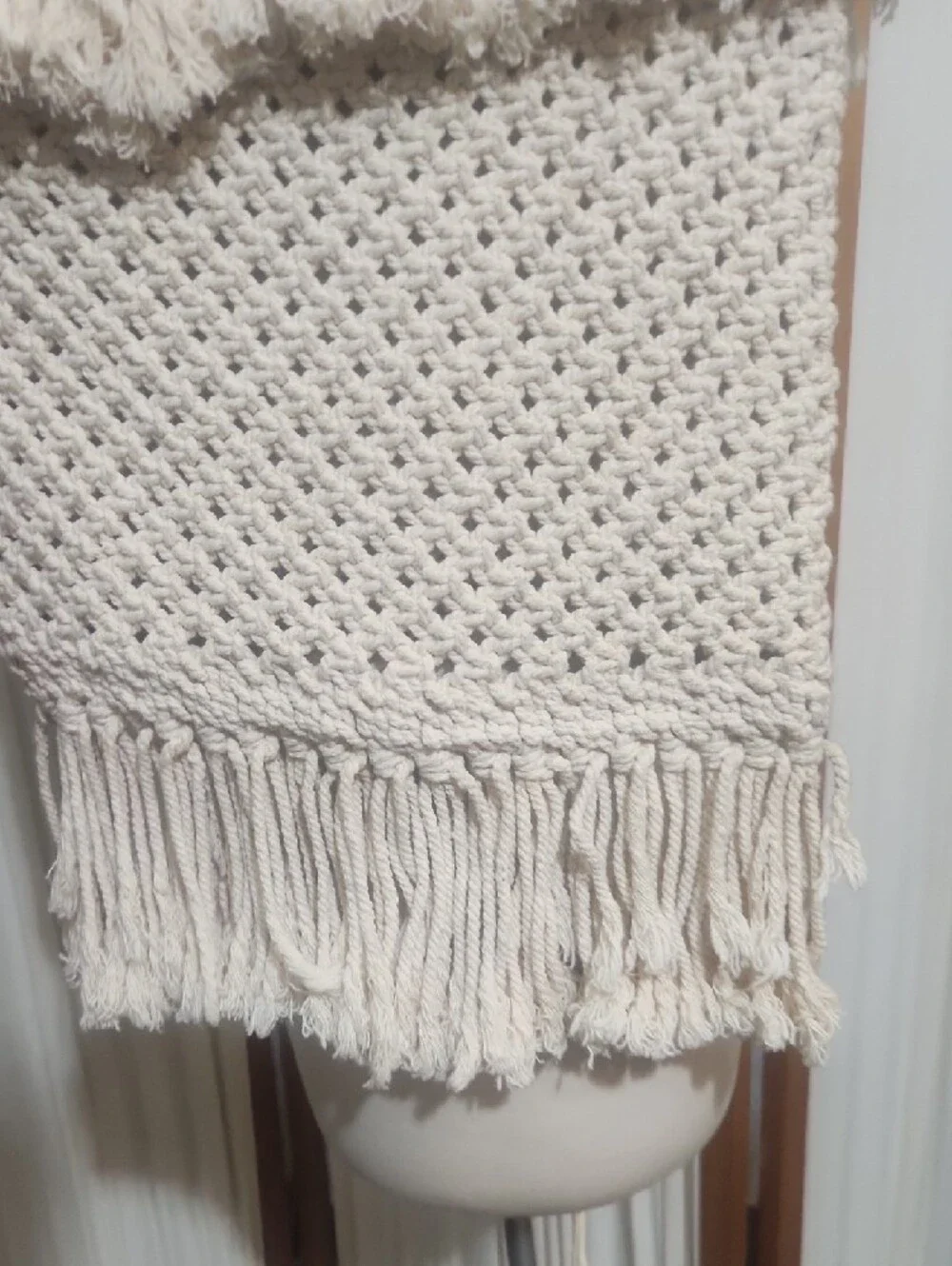 Macramé Fringe  Open Weave Tote Purse Bag Lagenlook Coastal Grandma Festival